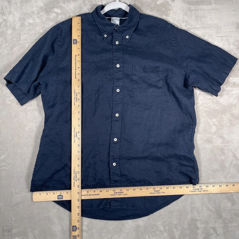 Brooks Brothers Men's Shirt Button Down 100% Linen Coastal Casual XL Blue